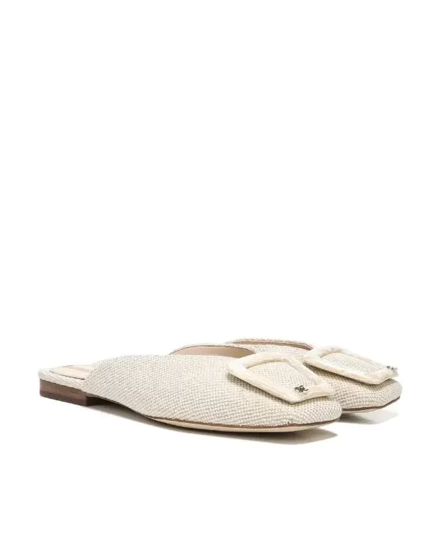 Sam Edelman Lavina Buckle Mule In Natural Linen