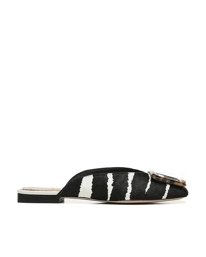 Sam Edelman Lavina Buckle Mule In Black/Ivory Zebra Brahma