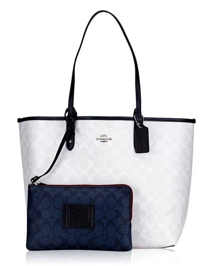 Coach Reversible Blocked Signature Tote+Wristlet