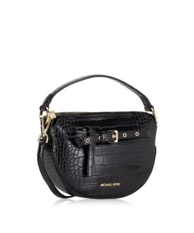 Michael Kors Emilia Croc Embossed Half Moon Crossbody