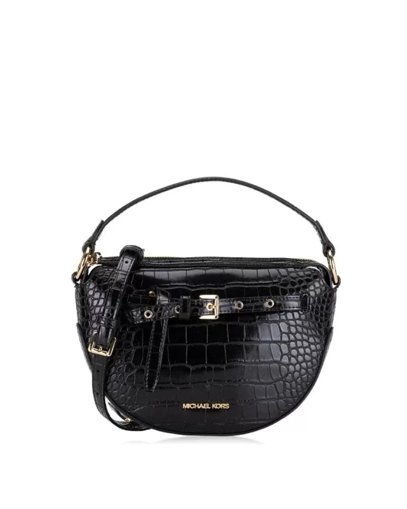 Michael Kors Emilia Croc Embossed Half Moon Crossbody