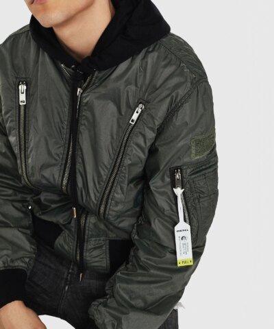 Diesel J-TOSHIO Bomber Jacket With Large Zipped Pockets