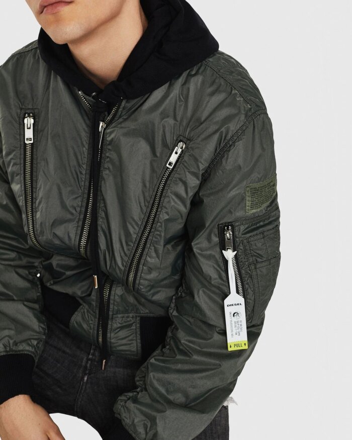 Diesel J-TOSHIO Bomber Jacket With Large Zipped Pockets