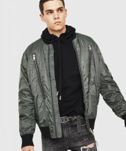 Diesel J-TOSHIO Bomber Jacket With Large Zipped Pockets