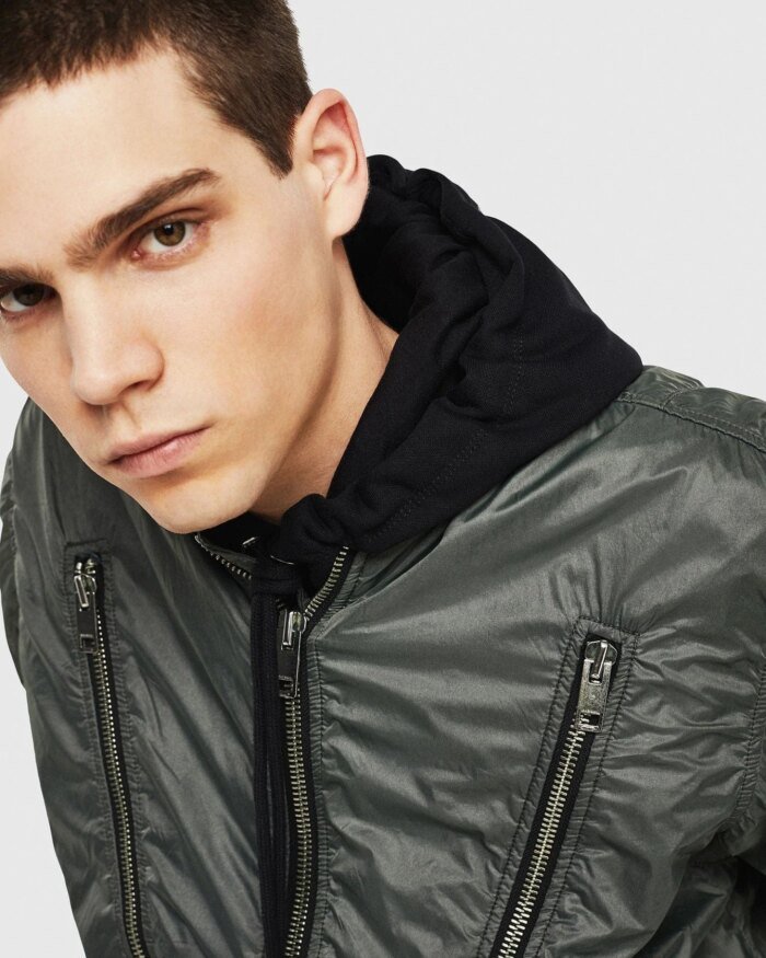 Diesel J-TOSHIO Bomber Jacket With Large Zipped Pockets