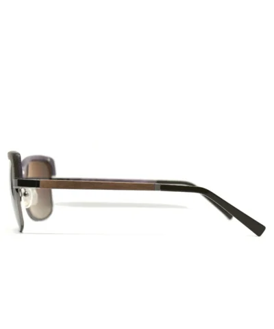 Gold and Wood Riviera Wood/Metal Brow-Line Sunglasses