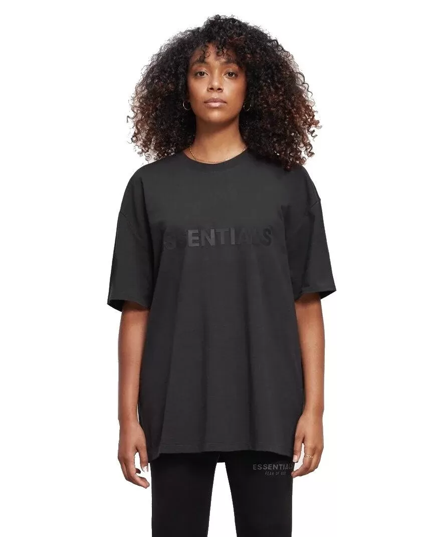 Essentials Boxy T-Shirt Applique Logo Black