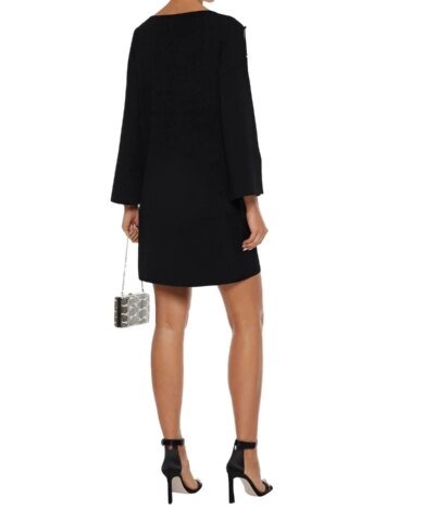 Milly Button-Embellished Cutout Stretch-Crepe Mini Dress