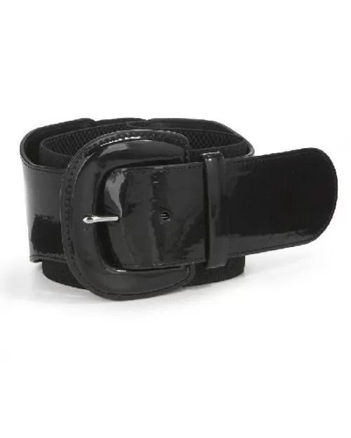 Lauren Ralph Lauren Wide Patent and Elastic Stretch Belt