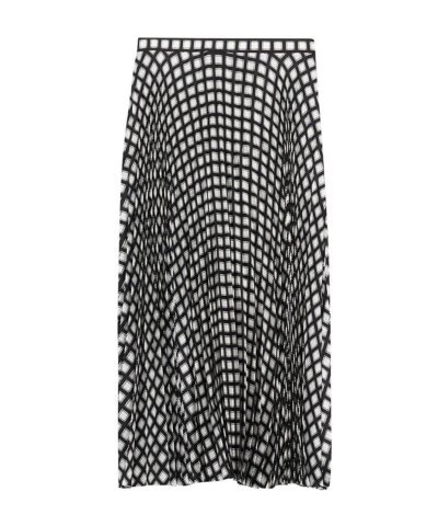 Theory Check Twill Pleated Midi Skirt