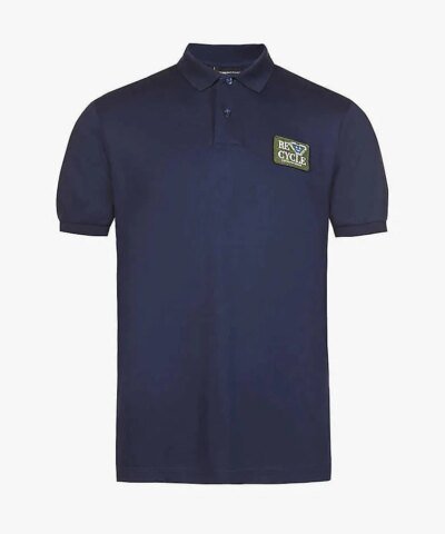Emporio Armani Emoji Recycle-Appliqué Cotton-Piqué Polo Shirt