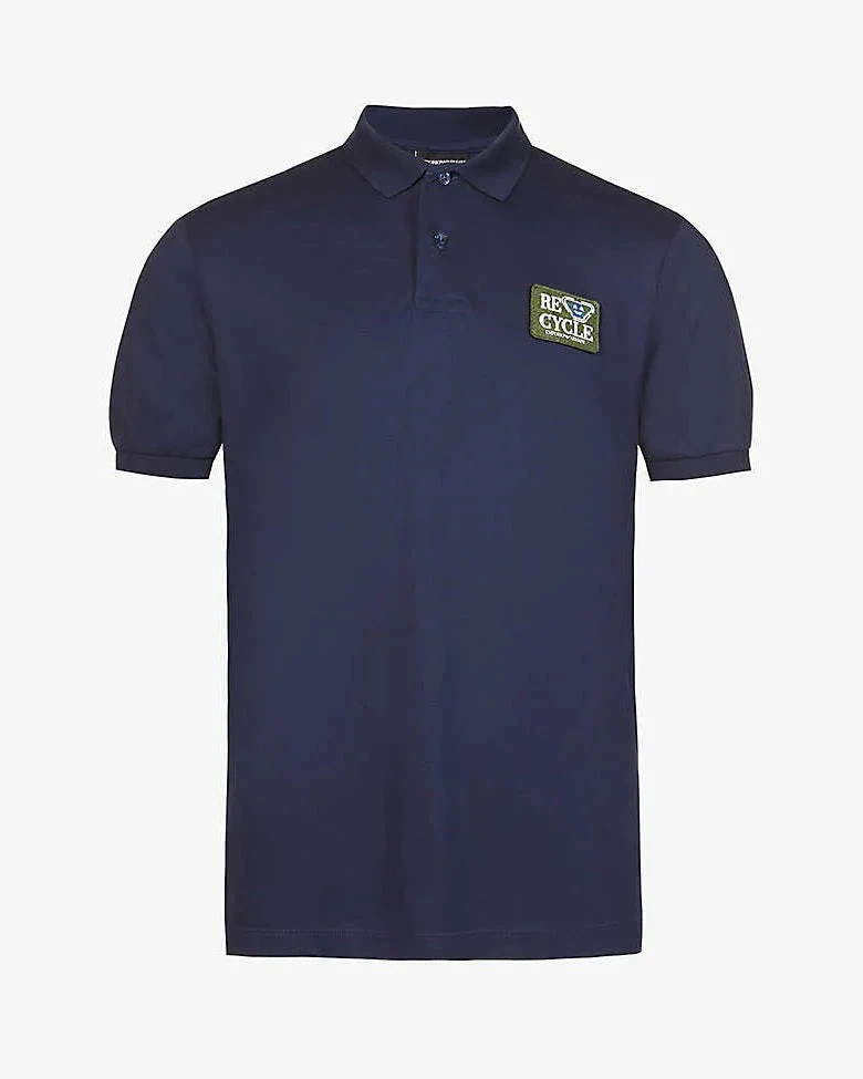 Emporio Armani Emoji Recycle-Appliqué Cotton-Piqué Polo Shirt