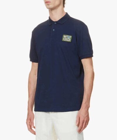 Emporio Armani Emoji Recycle-Appliqué Cotton-Piqué Polo Shirt