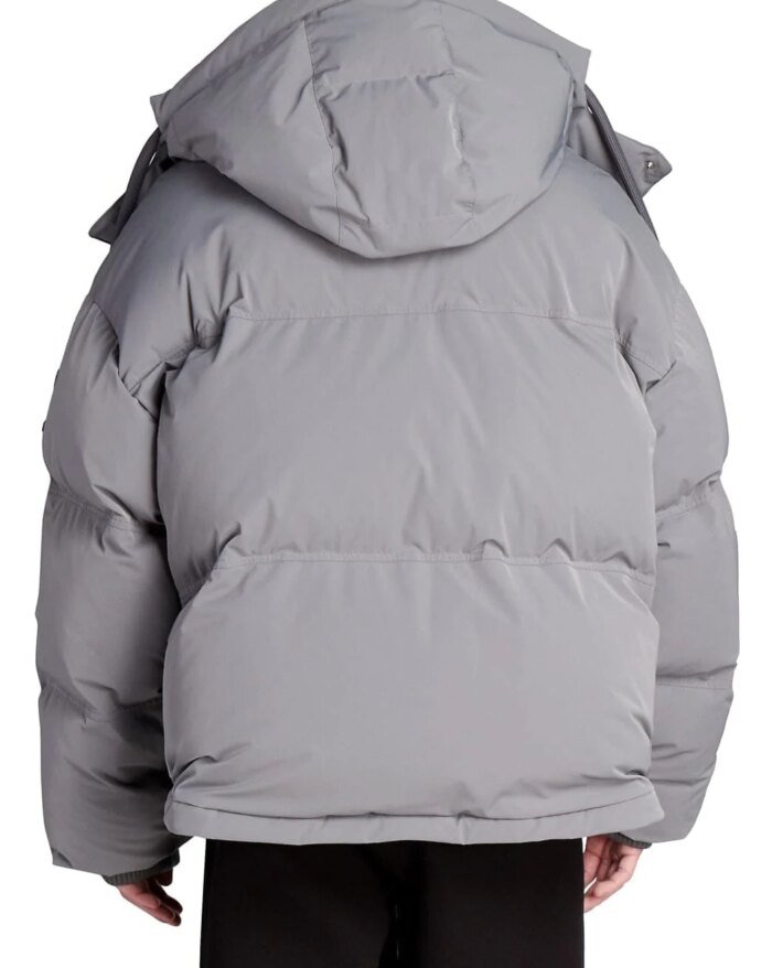 Ami Paris Men's Grey Hooded Down Jacket