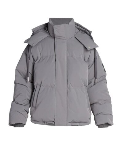 Ami Paris Men's Grey Hooded Down Jacket