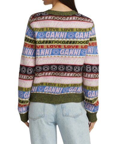 GANNI Wool Blend Logo Cardigan