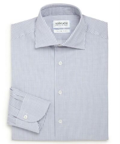Armani Collezioni Slim Fit Windowpane Check Dress Shirt