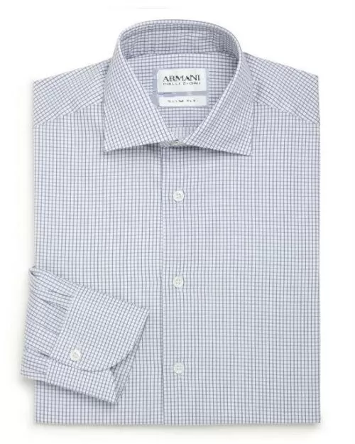 Armani Collezioni Slim Fit Windowpane Check Dress Shirt