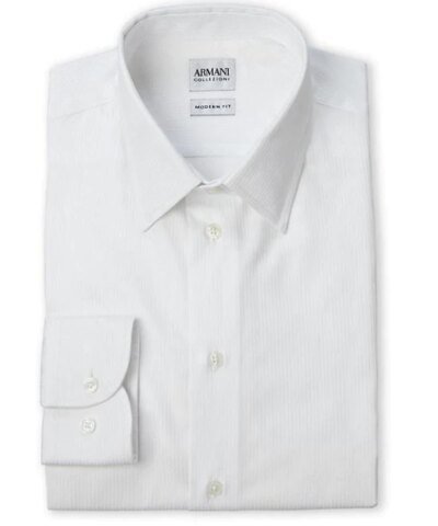 Armani Collezioni Modern Fit Shirt, White Stripe
