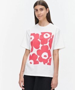 Marimekko Liuske Unikko Placement T-Shirt, Pink