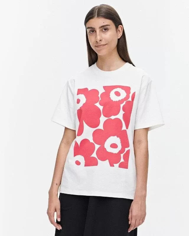 Marimekko Liuske Unikko Placement T-Shirt, Pink