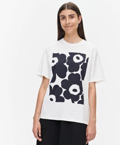 Marimekko Liuske Unikko Placement T-Shirt, Navy