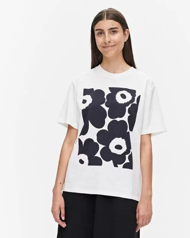 Marimekko Liuske Unikko Placement T-Shirt, Navy