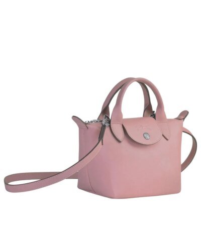 Longchamp Le Pliage Antique Pink Leather Bag With Strap