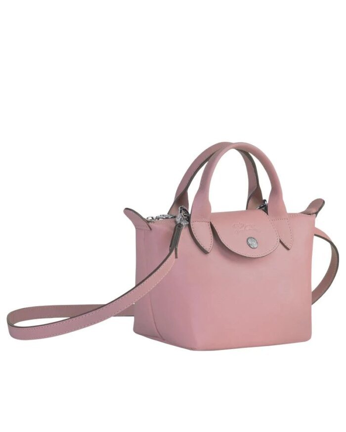 Longchamp Le Pliage Antique Pink Leather Bag With Strap