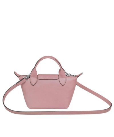Longchamp Le Pliage Antique Pink Leather Bag With Strap