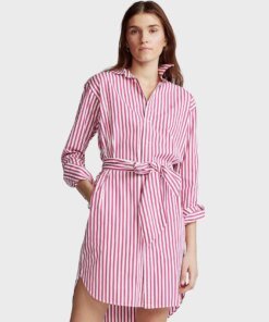 Polo Ralph Lauren Belted Striped Shirt Dress