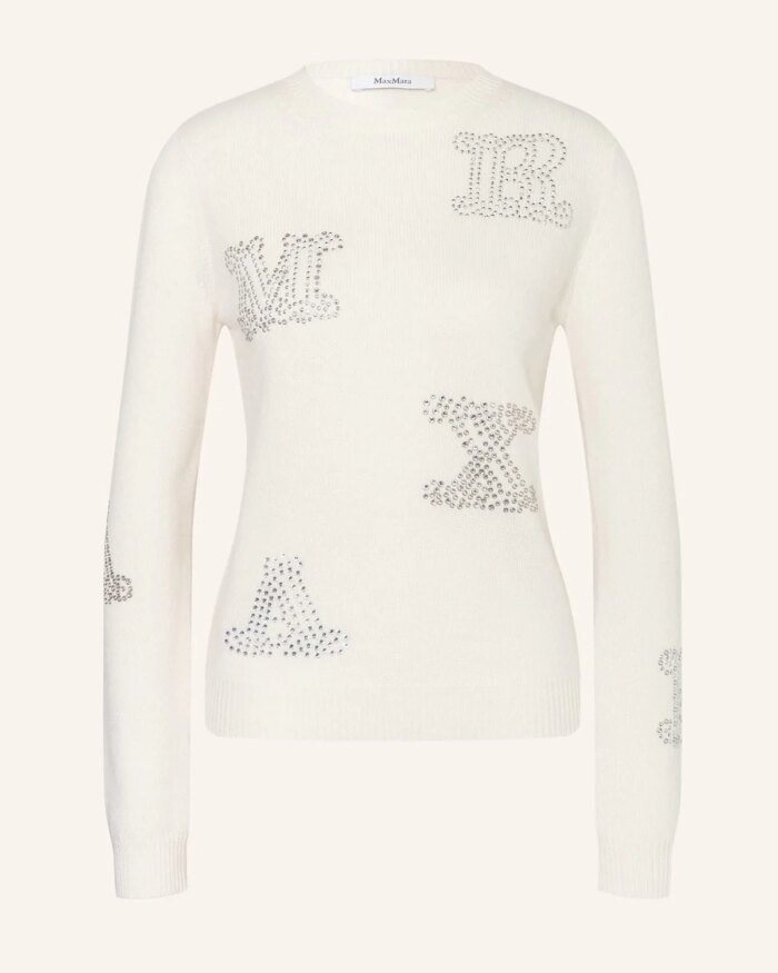 Max Mara MIA Embellished Logo Cashmere Sweater