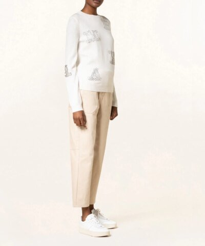 Max Mara MIA Embellished Logo Cashmere Sweater