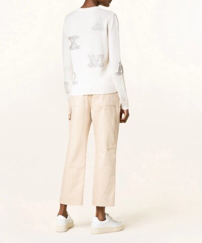 Max Mara MIA Embellished Logo Cashmere Sweater