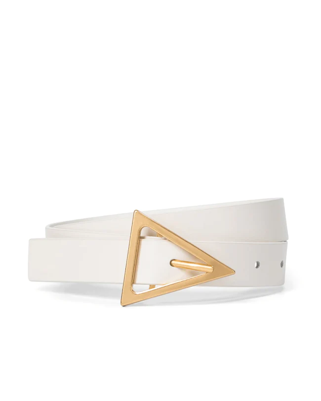 Bottega Veneta 2.0 cm White Triangle-Buckle Leather Belt