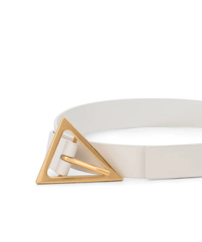 Bottega Veneta 2.0 cm White Triangle-Buckle Leather Belt