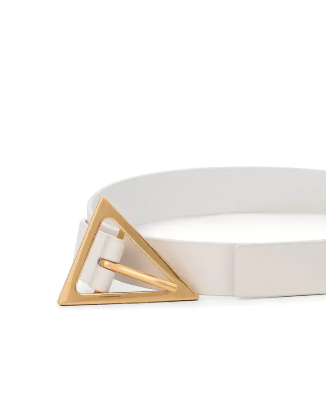 Bottega Veneta 2.0 cm White Triangle-Buckle Leather Belt