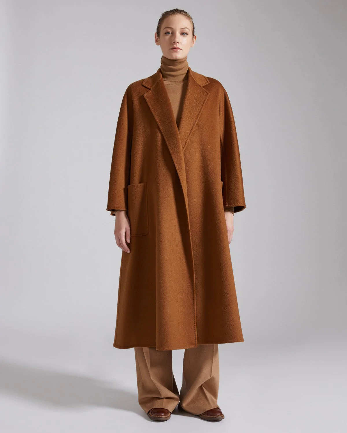 Max Mara Labbro Relaxed-Fit Cashmere Coat In Tobacco