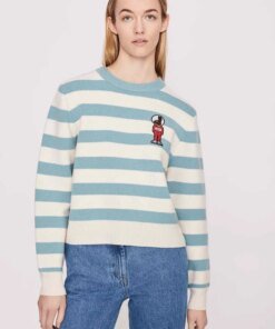 Bella Freud Women's Mythical Bunny Stripe Jumper - Blue Ivory