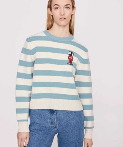 Bella Freud Women's Mythical Bunny Stripe Jumper - Blue Ivory