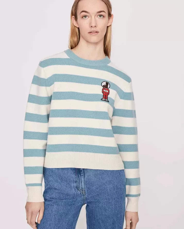 Bella Freud Women's Mythical Bunny Stripe Jumper - Blue Ivory