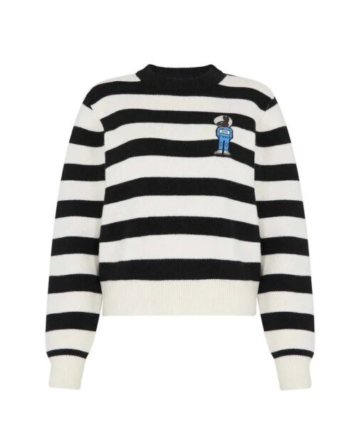 Bella Freud Women's Mythical Bunny Stripe Jumper - Black Ivory