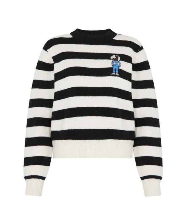 Bella Freud Women's Mythical Bunny Stripe Jumper - Black Ivory