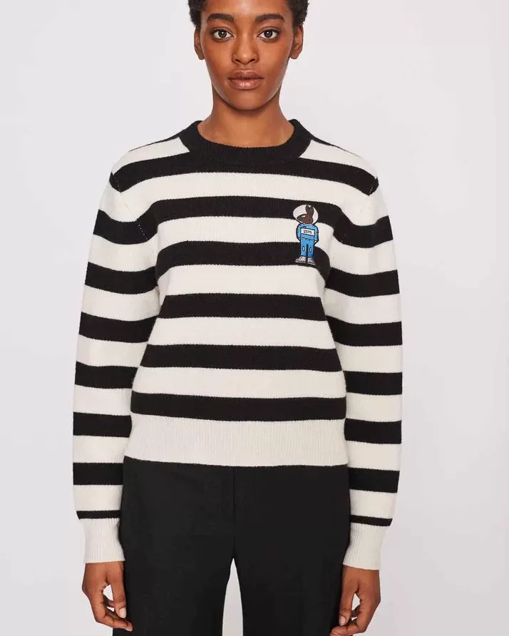 Bella Freud Women's Mythical Bunny Stripe Jumper - Black Ivory