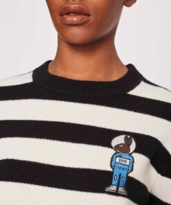 Bella Freud Women's Mythical Bunny Stripe Jumper - Black Ivory