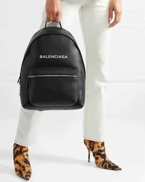 Balenciaga printed textured-leather backpack