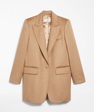 Max Mara Eva One-Button Front Peak-Lapel Wool Jacket