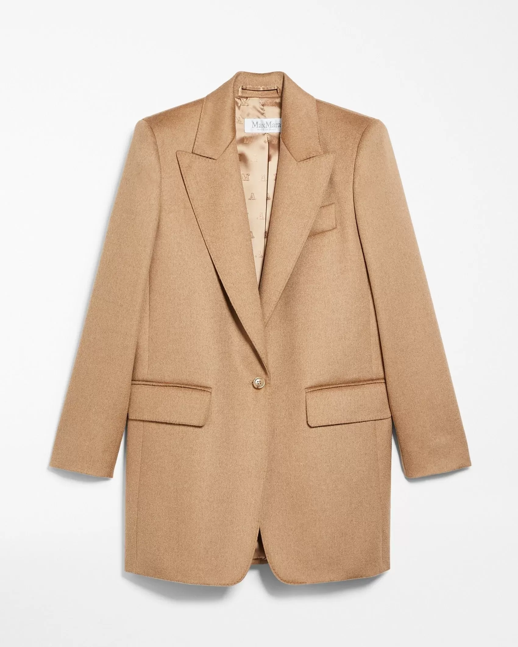 Max Mara Eva One-Button Front Peak-Lapel Wool Jacket