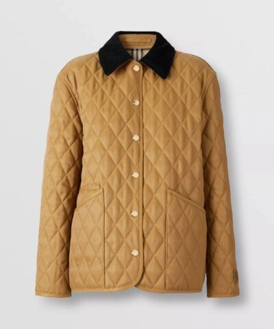 Burberry Corduroy Collar Diamond Quilted Jacket