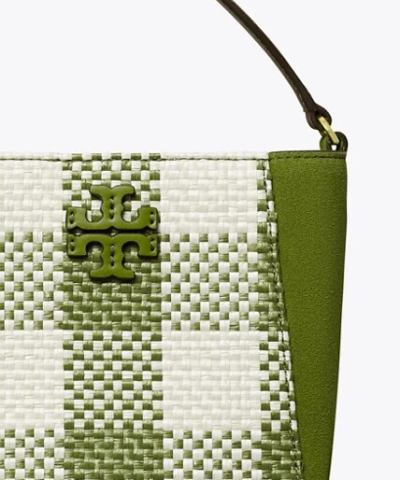 Tory Burch Mcgraw Woven Plaid Small Bucket Bag